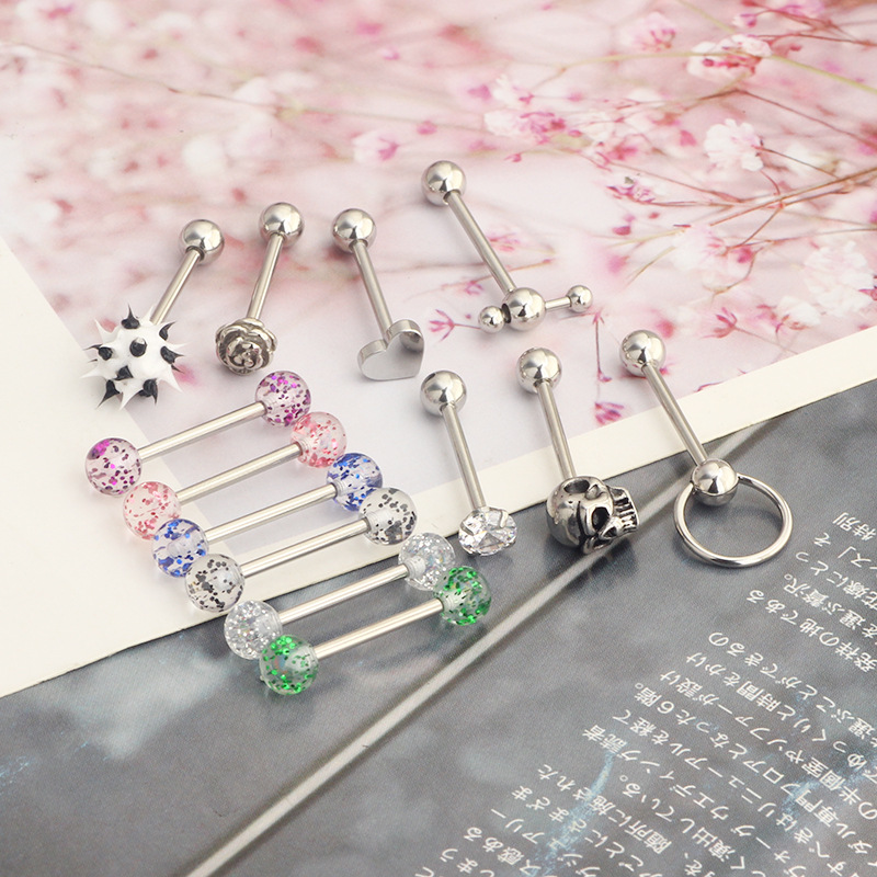 Stainless Steel Black Gold Tongue Ring Tongue Nail Body Piercing Jewelry Set Amazon AliExpress Hot Sale detail image 8