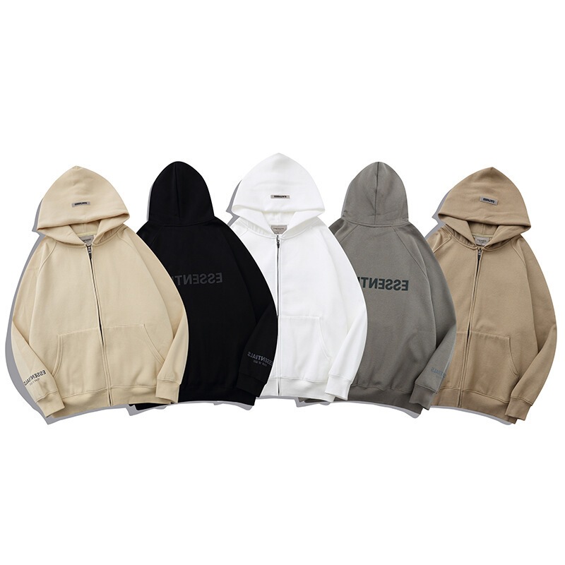 Fear of God Essentials Fog20Ss New Multi-Thread Reflective Zipper Sweatshirt Men's and Women's Hooded Cardigan