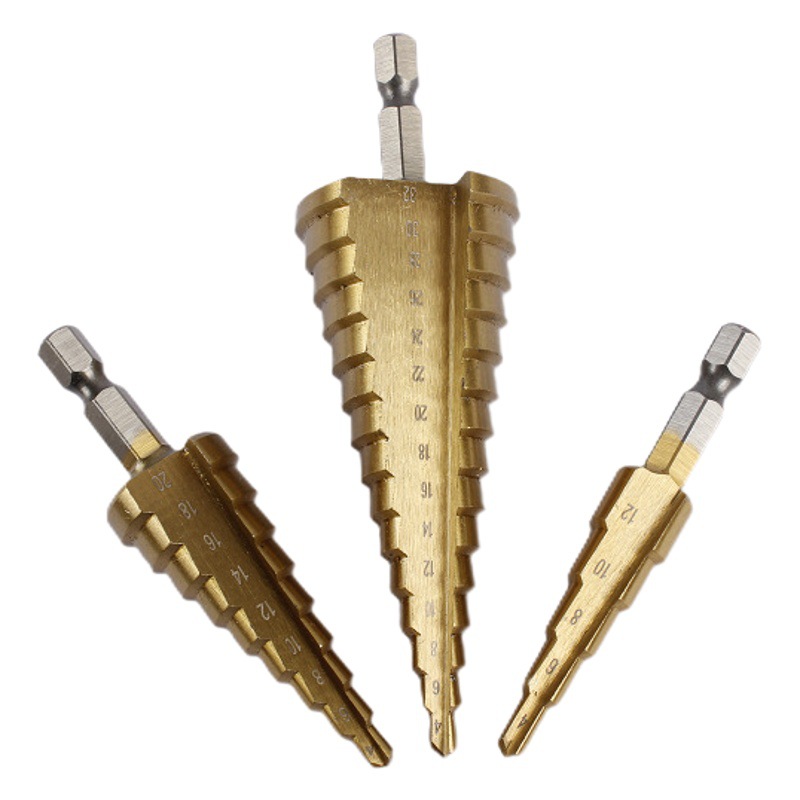 Cruz-frontera hexagonal ranura recta pagoda taladro paso taladro Banco taladro escariado agujero Torre taladro conjunto de tres piezas