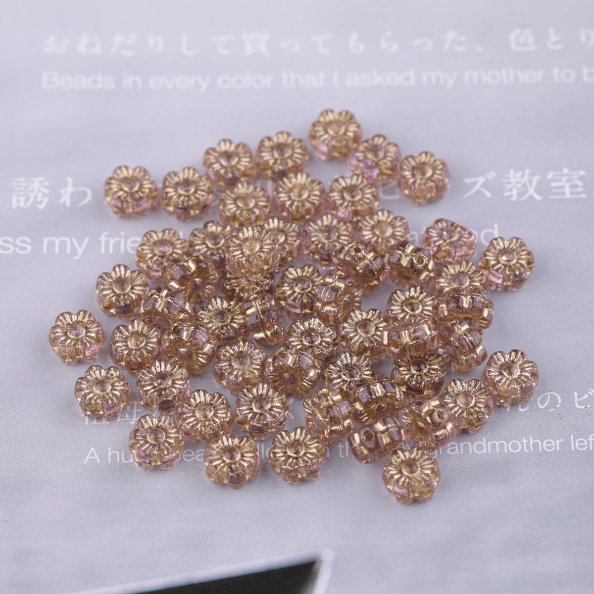 2025 nueva cuenta de vidrio checo preciosa flor hawaiana de vidrio 6mm aproximadamente 100 piezas accesorios de bricolaje