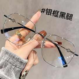 新款超轻金丝防蓝光眼镜男女金属多边形眼镜框素颜大框眼镜框批发