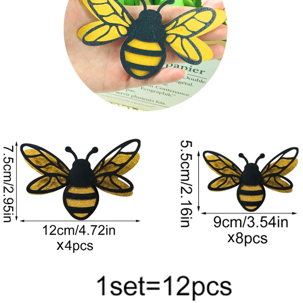 3D Three-Dimensional Double-Layer Bee Decorative DIY Home Living Room Study Background Multi-Scene Applicable PVC Wall_voghion.com