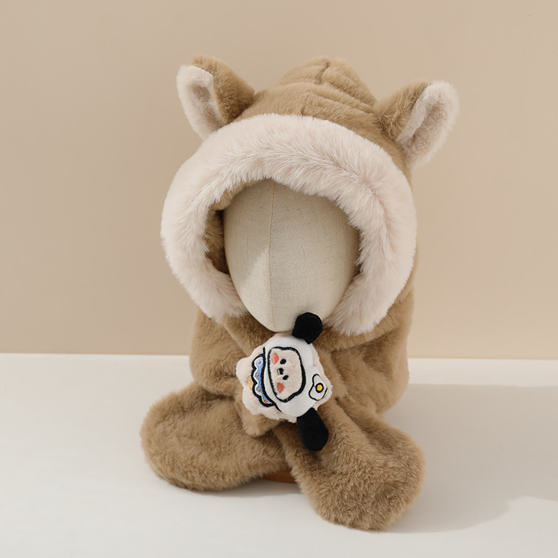 Sombreros para bebés, bufandas, sombreros de protección de orejas calientes y gruesas, bonitos sombreros de peluche genuinos de Melody, moda para hombres y mujeres.