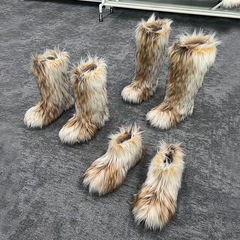 小众高级感雪地靴中筒加绒厚底毛毛靴仿貂毛网红可爱棉鞋辣妹女靴