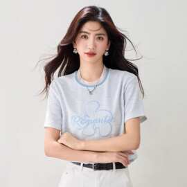 G1064小众设计感上衣精品女装修身走量套头色短袖T恤女2026年夏季