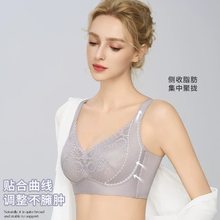 定制轻奢性感蕾丝内衣女士薄杯大码聚拢收副乳防下垂无钢圈文胸罩