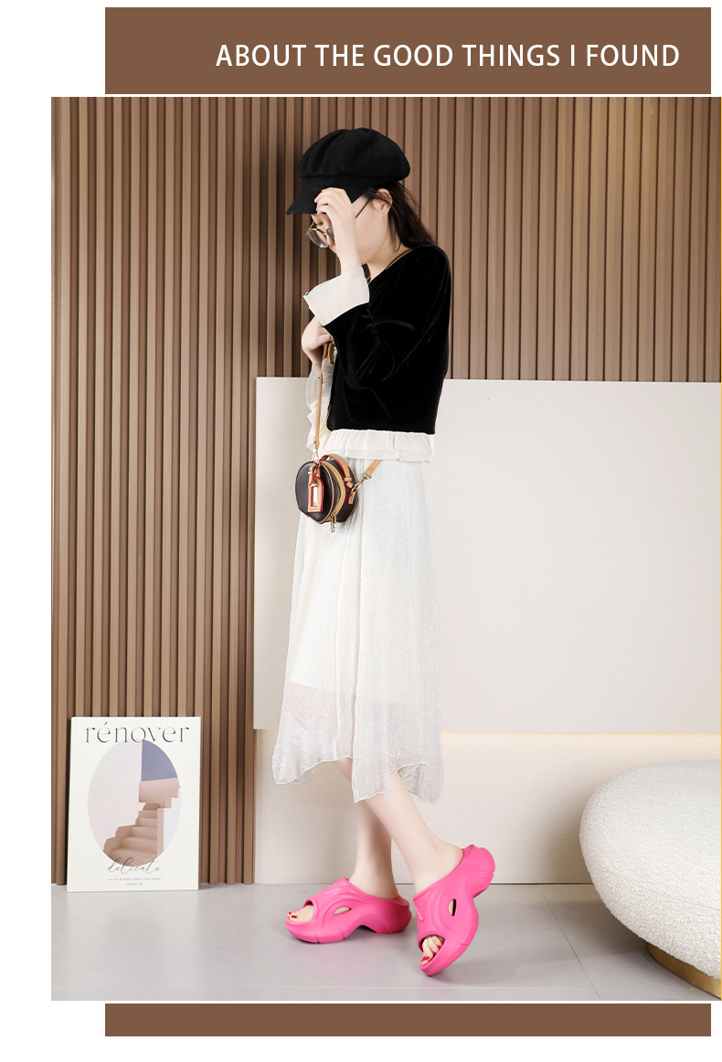 Παντόφλες με σούπερ χοντρή σόλα για γυναίκες 2024 καλοκαίρι νέα μόδα σε εξωτερικούς χώρους, Ευρωπαϊκά και Αμερικάνικα παπούτσια με πλατφόρμες παραλίας_voghion.com