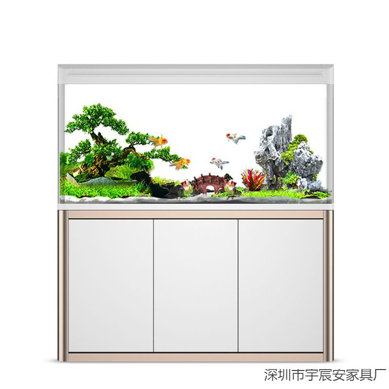 水槽、中小型水槽、リビングルーム、大型家庭用水槽、水交換不要の怠け者、キャビネット付きエコガラス金魚水槽|undefined