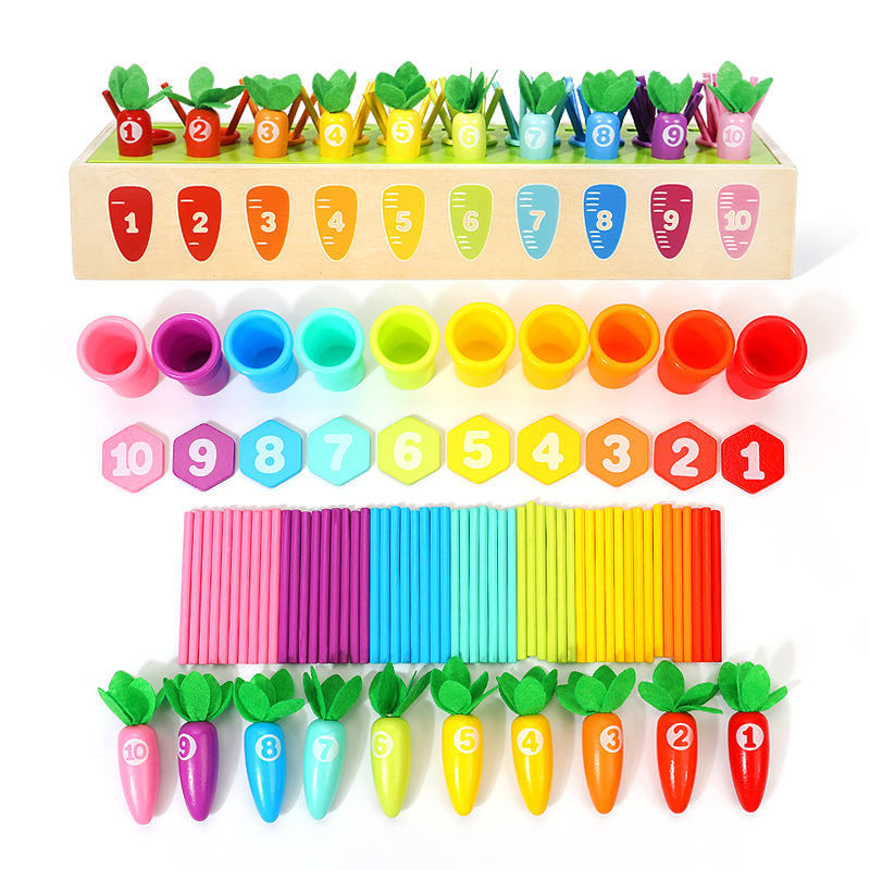 Ayudas de enseñanza Montessori rábano contando palo coincidencia de color Caja de Inteligencia multifuncional kindergarten educación temprana juguetes educativos para niños image 5