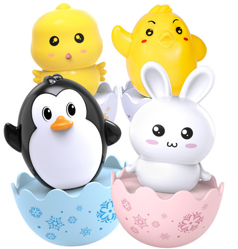 The Unicompressed Desktop Jack-in-the-box Children's Educational Toys for Toddlers: Penguin, Bunny, and Chick Rattles
