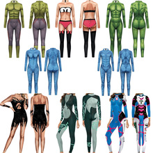 2022歐美連體緊身衣 時尚3D數碼印花連體服cosplay女