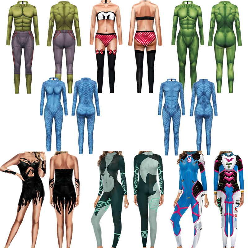 2022欧米連体レオタードファッション3dデジタルプリント連体服コスプレ女|undefined