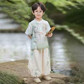 2026新款男童汉服六一演出服夏季儿童国风套装男新中式唐装两件套