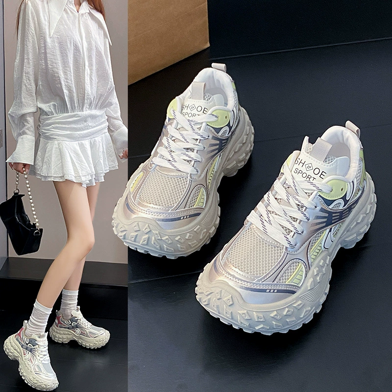 Fashionable high tires, demi-season breathable universal casual footwear for leisure, sports shoes platform, trend of season