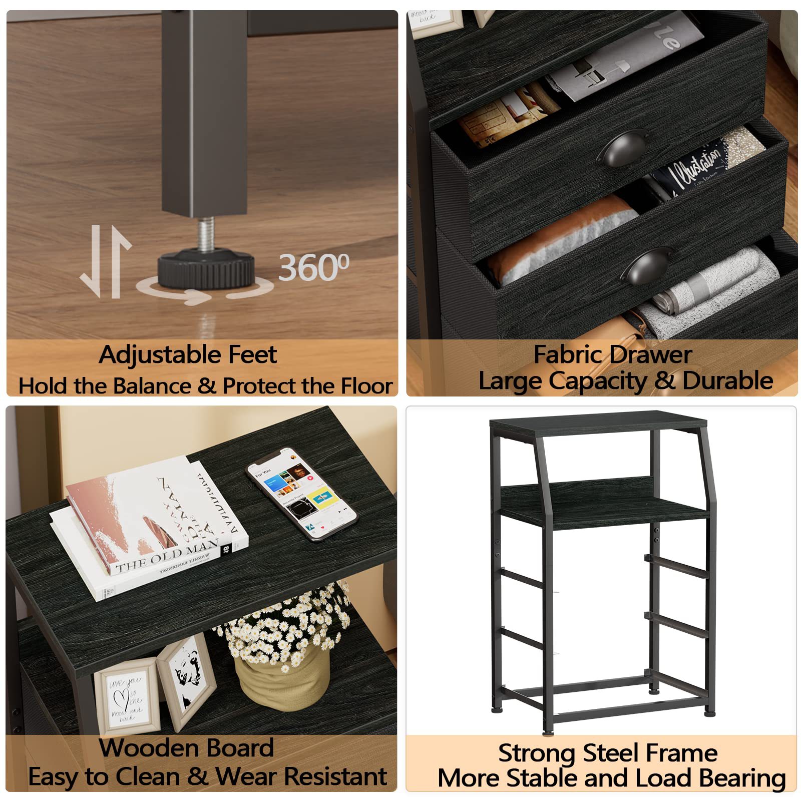 Comercio exterior personalizado mesa de cabezal de cama dormitorio tres cajas de almacenamiento gabinete bajo junto al escritorio junto al estante de la sala de estar sofá gabinete lateral