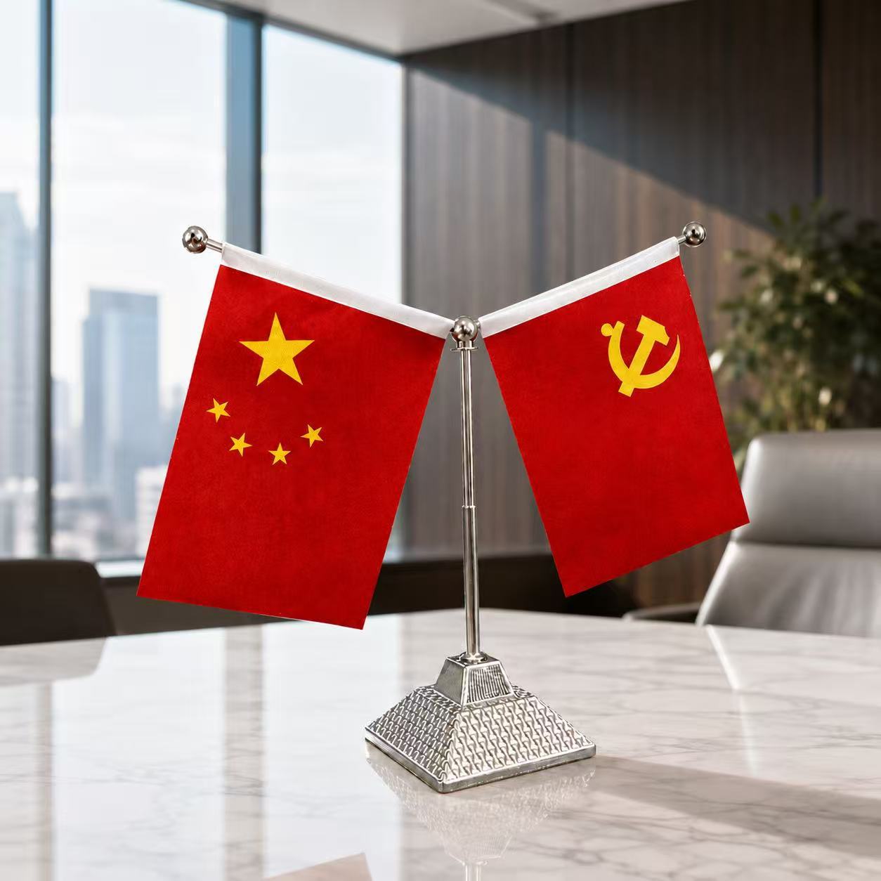 Desktop red flag ornament, pyramid-shaped small red flag ornament, office ornament, boss desk ornament, high-end red flag
