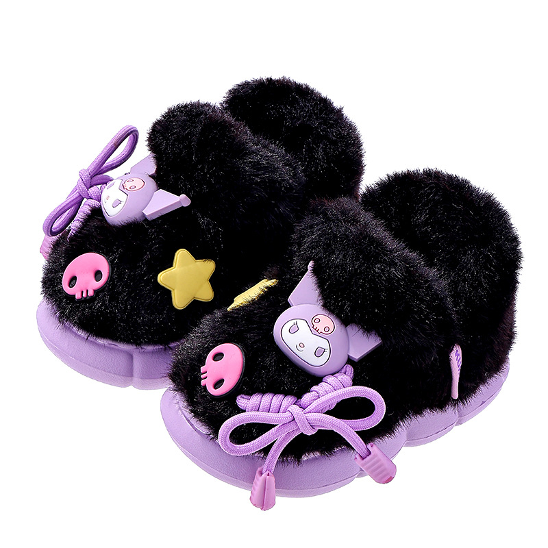 Sanliou zapatillas de algodón de invierno para niños, niños, niñas y niños, calentamiento y pelusa para niños, bolsas caseras para bebés, zapatos de talón de algodón