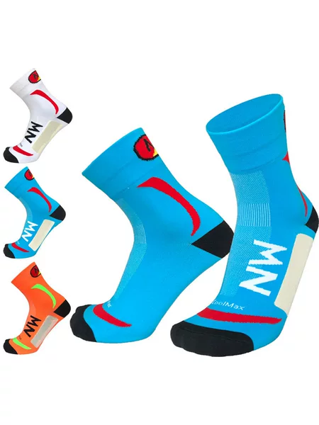 Trendy Color-Blocked Printed Quick-Dry Cycling Socks, Mid-Calf Cycling Socks, Road and Mountain Bike Outdoor Racing Sports Socks