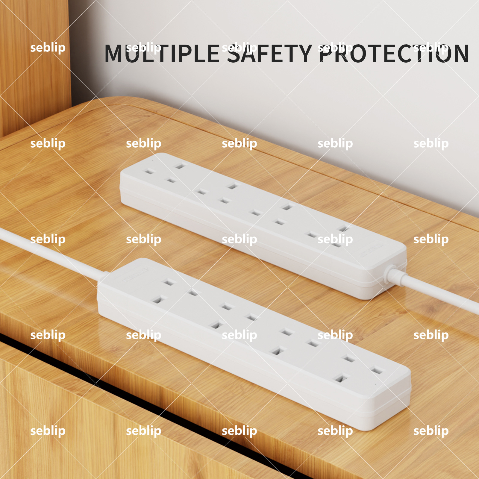 SEBLIP英规便携插头带指示灯安全门可壁挂耐高温耐拔插多插位排插