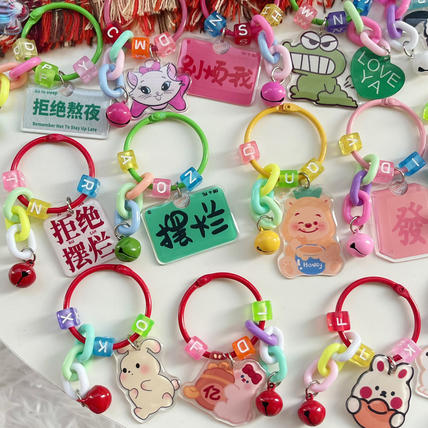 Ins ultra fuego texto creativo rechazar el colgante del teléfono móvil llavero extraño auriculares bolsa decoración portátil universal