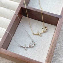 S925纯银郁金香项链女轻奢小众设计甜美花朵锁骨链气质闺蜜项饰