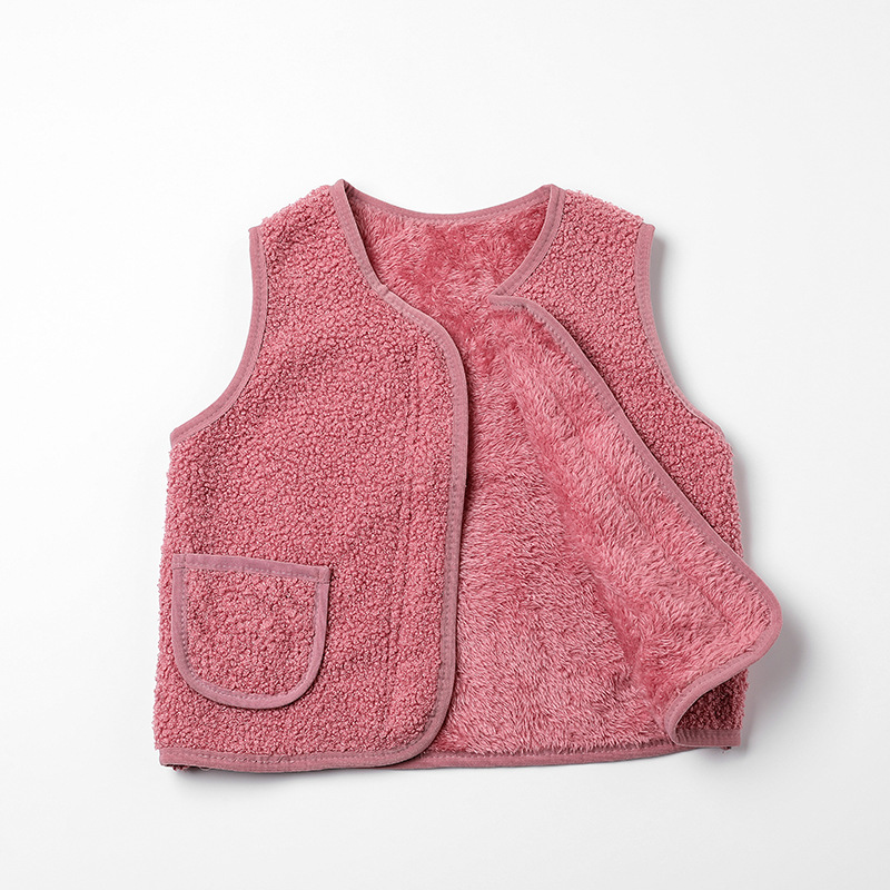 Chalecos de bebé con forro polar para niños, otoño-invierno 2024, chalecos infantiles para usar como ropa exterior, chalecos cálidos de algodón con lana de cordero para niñas.