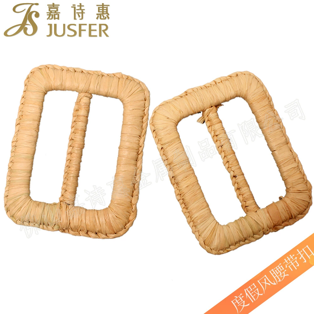 Square straw woven belt, buckle, factory direct supply