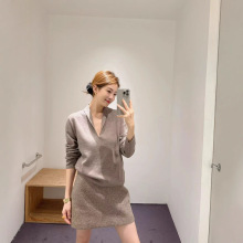 C*S专柜同款25秋季新款气质简约垂褶V领羊毛套头针织毛衣外穿女内