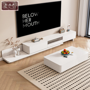 Nordic Solid Wood Retractable Tv Cabinet with Hollow Back Log for Home Small Apartment Living Room Tv Cabinet Floor-Standing