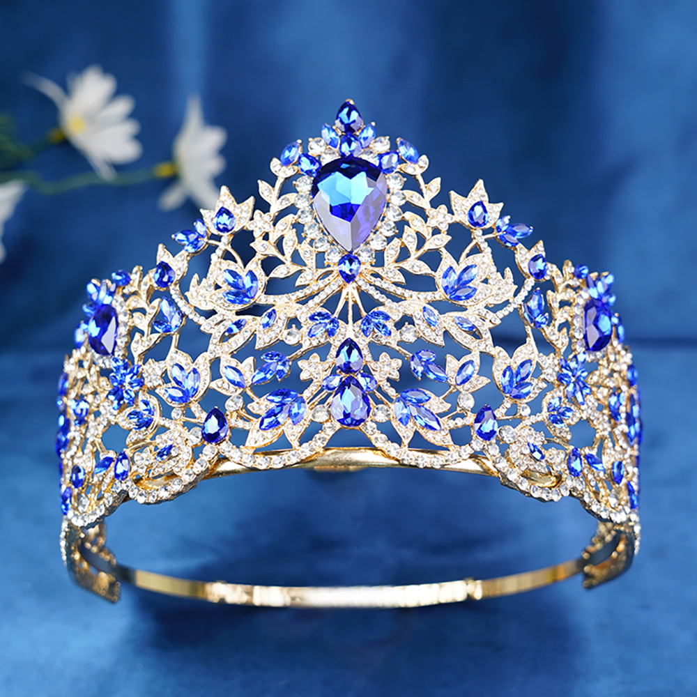Corona de novia europea y americana ajustable gran cristal coronas redondas Miss Mundo coronas barrocas para el cabello