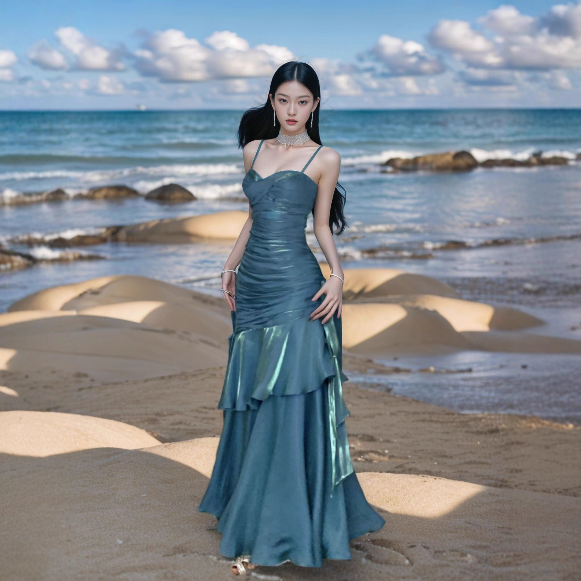 Sparkling Pink High-End Birthday Dress, Niche Suspender Dress, Figure-Flattering Fishtail Skirt, Ladylike Long Skirt