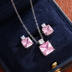 Cao Shi European and American Sugar Cube Qixi Gift Set Jewelry: Delicate Luxury Perfume Bottle Earrings & Necklace—Autumn/Winter Collection, Imitation Ice Flower Design