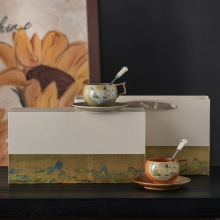 复古釉下彩手冲咖啡杯跨境欧式窑变水杯高级轻奢陶瓷杯ins风杯子