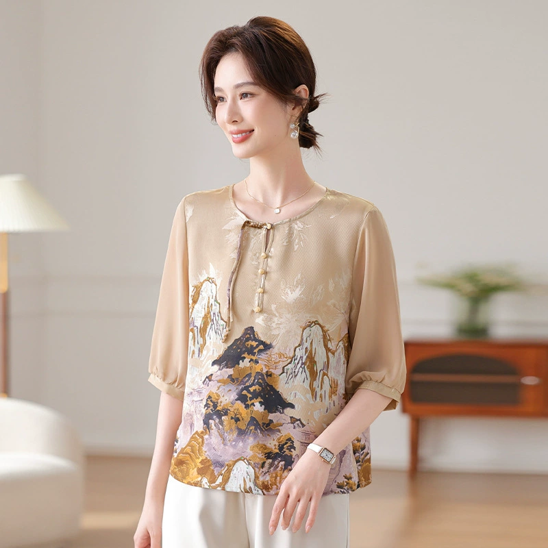 2025 новая средняя и пожилая мама летняя мода в иностранном стиле