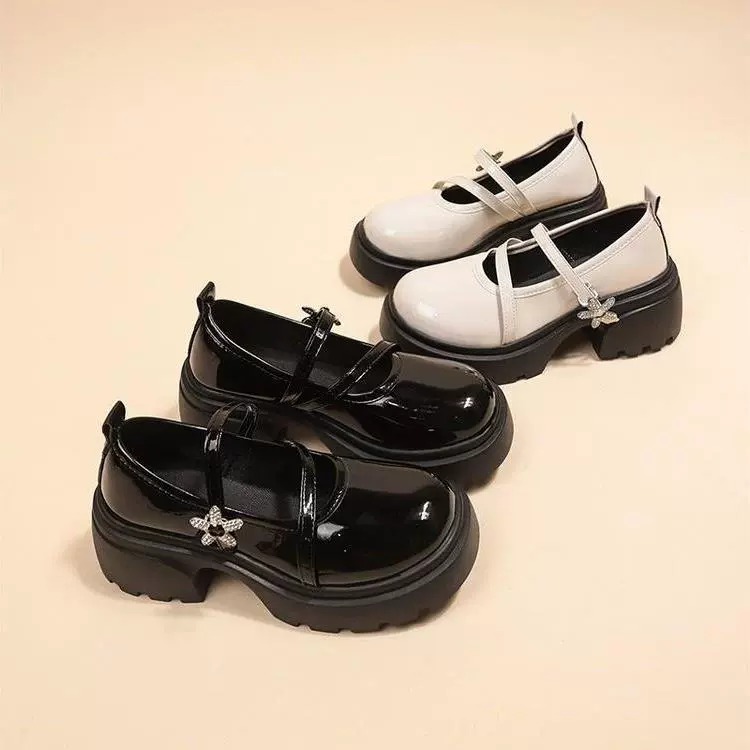 Обувь Мэри Джейн Женские туфли на толстом каблуке на каблуке 2024 новый модный дикий неглубокий рот двойной пояс пряжки