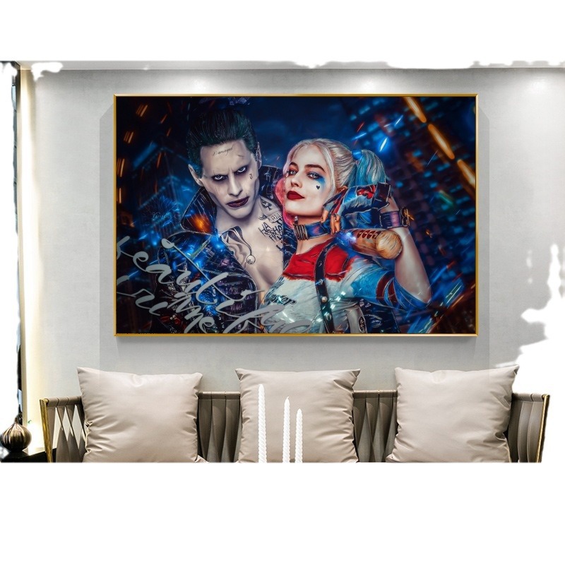 Famous movie Joker and Harley Quinn canvas painting mural poster wall art bedroom living room modern decorative painting 5
