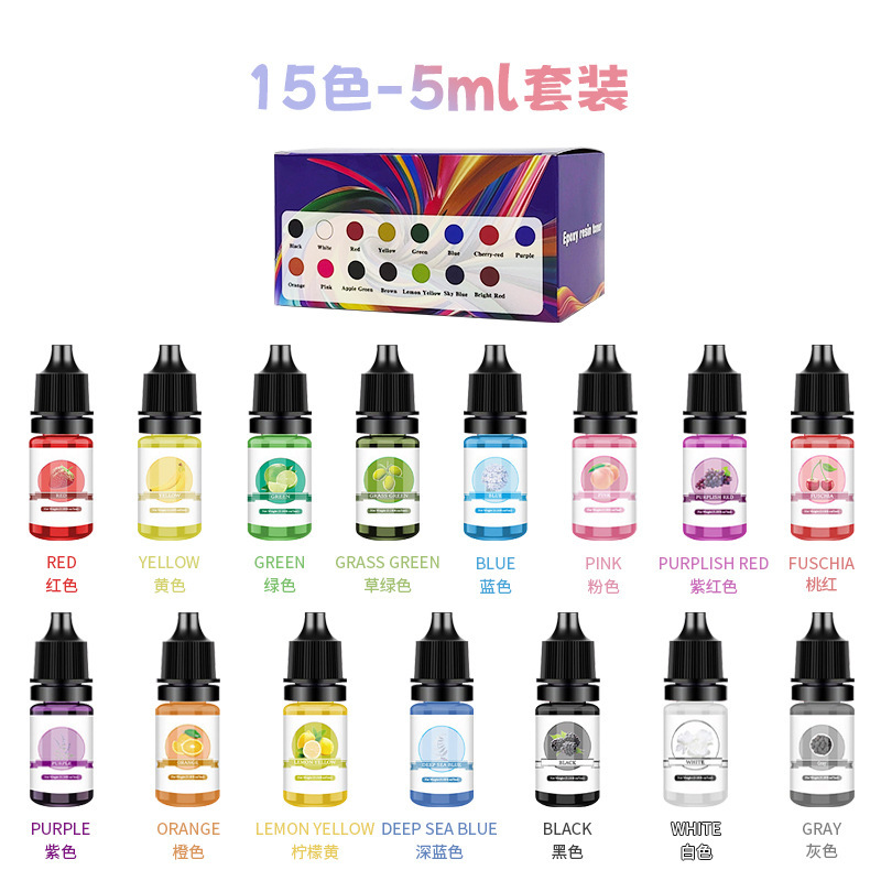 5ml epoxy resin colorant DIY color pigment crystal dropper AB/UV universal 24 color oil-based dyeing