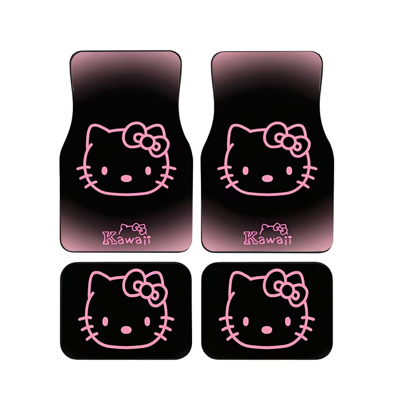 Cross-Border Temu New Hot-Selling Cartoon Hello Kitty Car Floor Mats, Dirt-Resistant, Wear-Resistant, Easy to Care For, Four-Piece Set, Dropshipping