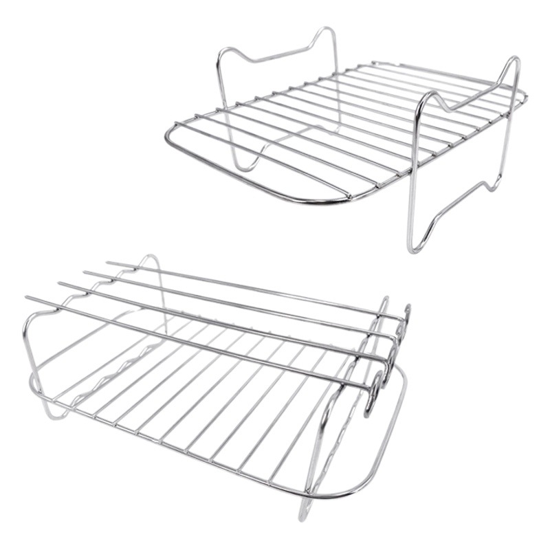Freidora de aire doble olla accesorios traje rectangular doble olla parrilla vapor Acero inoxidable aire freidora soporte transfronterizo