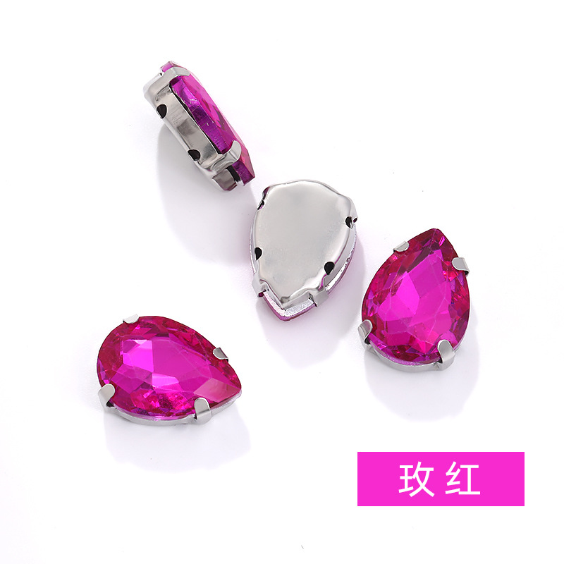 Diamante de garra de forma especial de fondo puntiagudo de gota de agua, soporte de fondo K blanco que no se desvanece, vestido de novia de bricolaje, accesorios, accesorios, taladro de garra cosido a mano