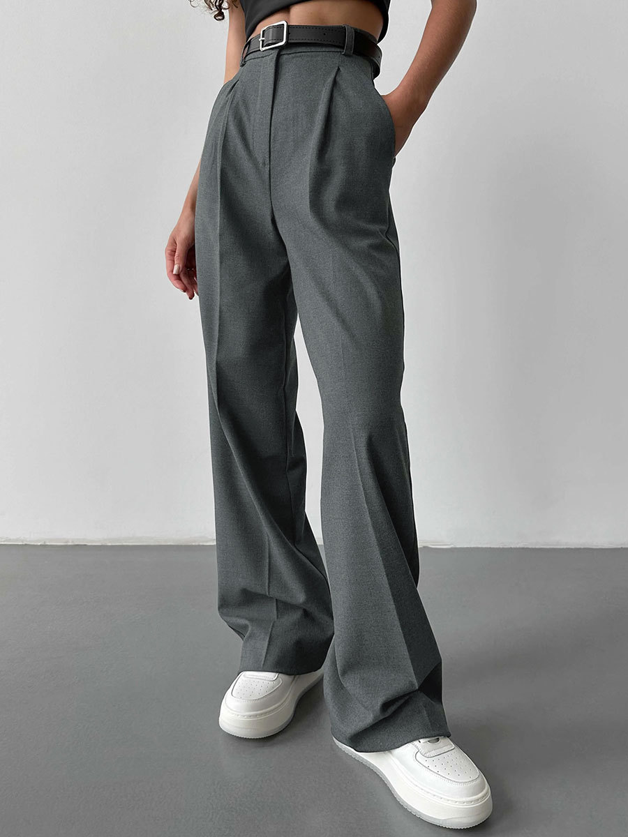 Pantalones de traje cruzados europeos y americanos, primavera-verano 2025, nuevos pantalones de traje de pierna recta, holgados y casuales para mujer, ideales para ir al trabajo. image 1