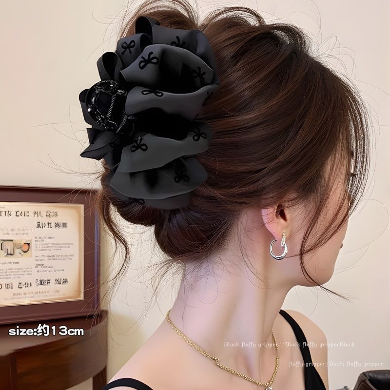 Clip de abrazadera de arco de satén negro detrás de la cabeza grande tiburón clips princesa clip de cabello red tarjeta de cabello rojo adornamiento para el cabello explosivo