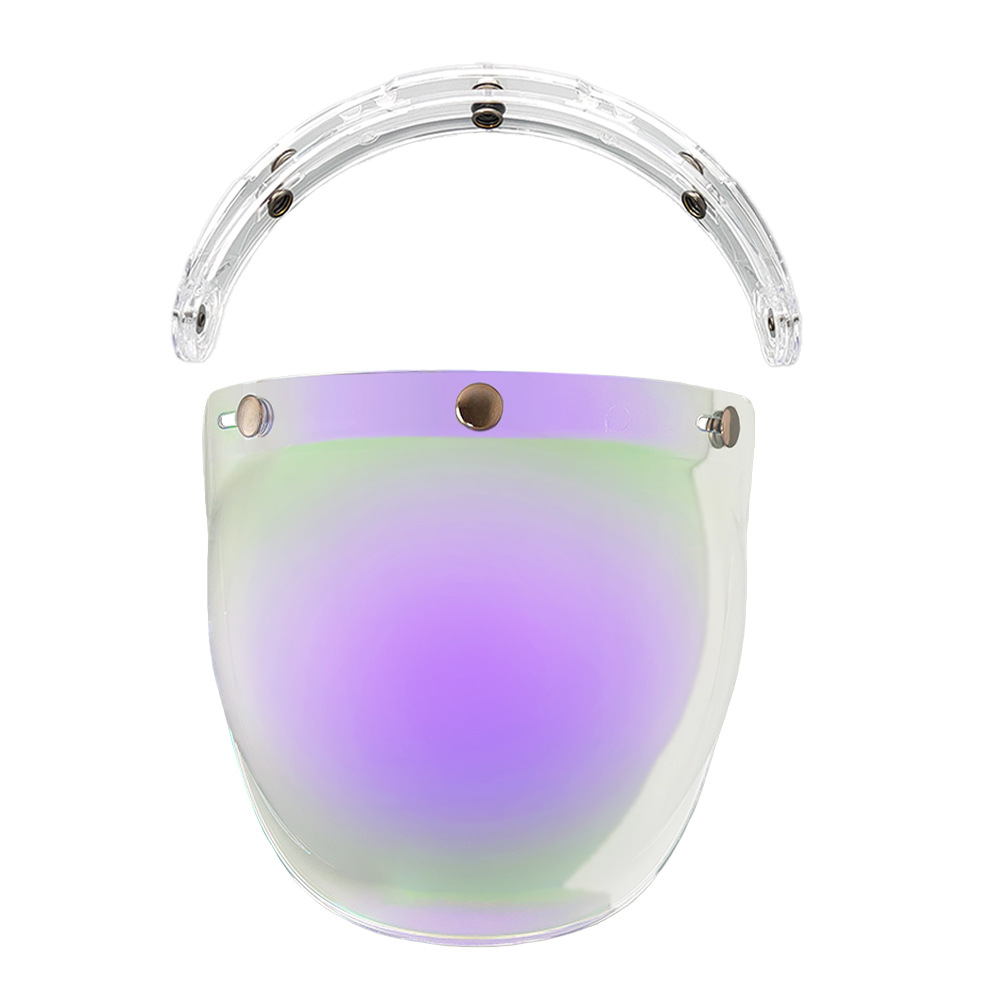 Helmet Bubble Lens Curved Three-Button Electroplating Motorcycle Retro Helmet Mirror Guard Uv Protection Sun Protection