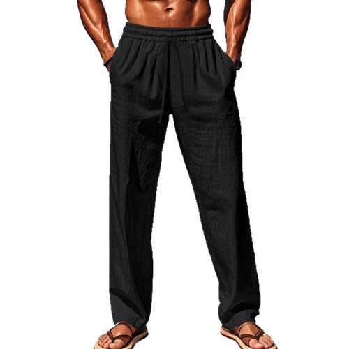 2025 Amazon Wish AliExpress Men's Hip-Hop Breathable Linen Loose Casual Sports Pants for Spring and Autumn in Europe and America