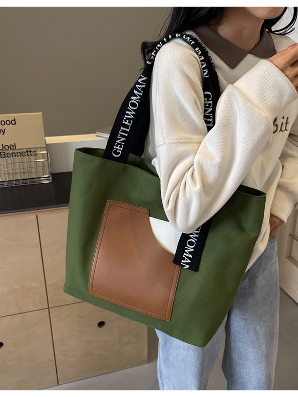 Fábrica directa tote bolsas de lona de niñas bolsas de hombro resistentes al desgaste simple letras impresión bolsas de comercio exterior transfronterizas