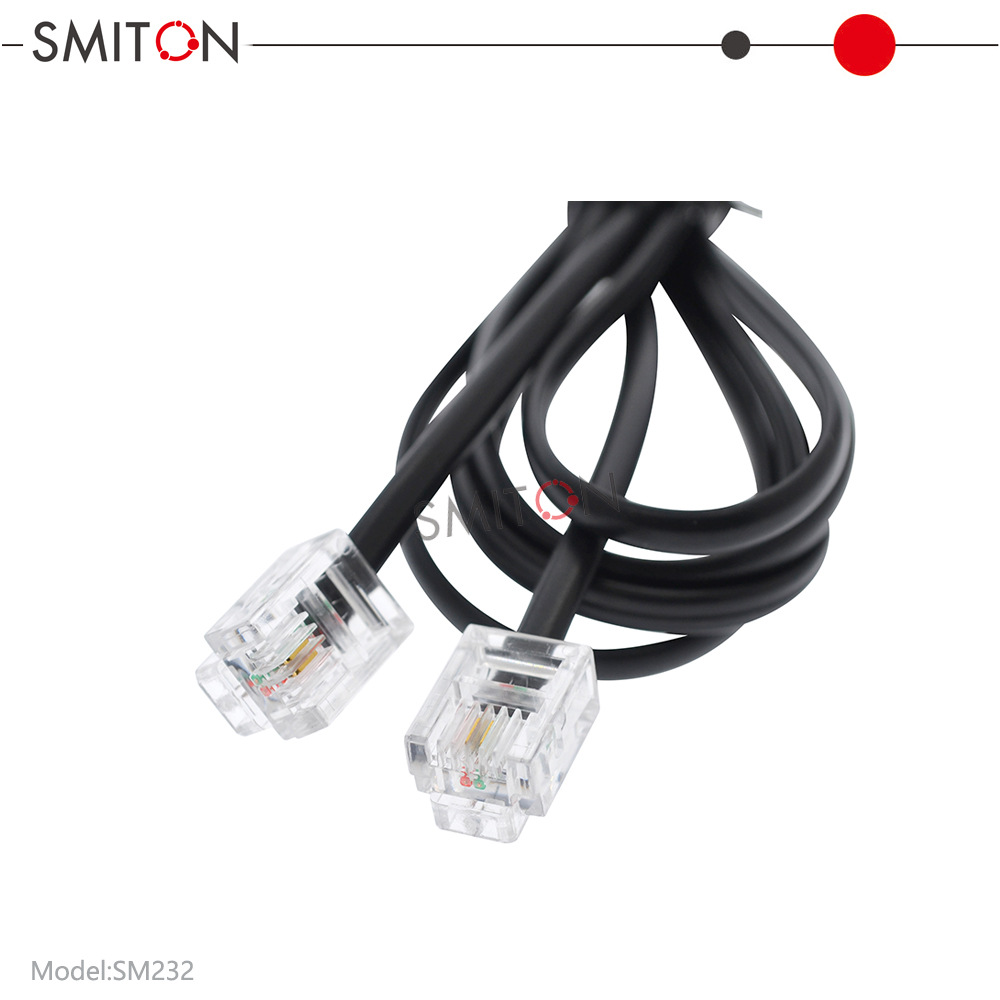 RJ11-6P2C电话线 两芯 双水晶头电话线 1.5米 黑色