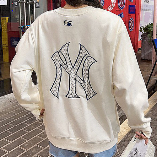 MLB圆领卫衣男女秋季新款情侣刺绣老花大logo宽松纯棉套头衫NY洋|undefined