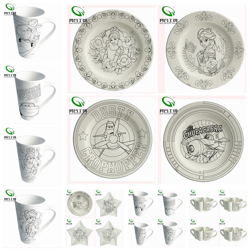Colgantes de cerámica navideños personalizados estrella de cinco puntas casa en blanco blanco cruz en blanco taza ovalada manzana en blanco, etc.