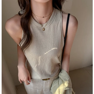 W韩系宽松打底吊带小背心女春夏季宽肩带遮副乳慵懒简约显瘦上衣