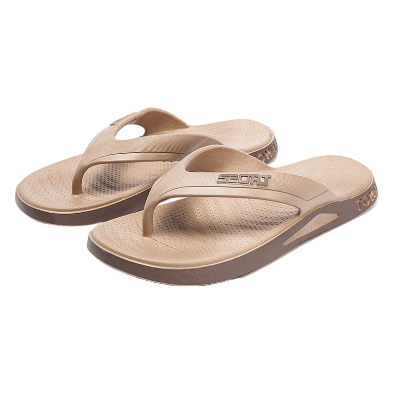 New Style Simple Khakis Flip-Flops Men's Outer Wear Non-slip Outdoor Casual Clip-on Slippers Men's Cross-border Beach Sandals